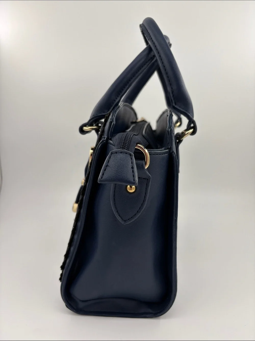axes femme Navy Satchel with Gold Accents no strap